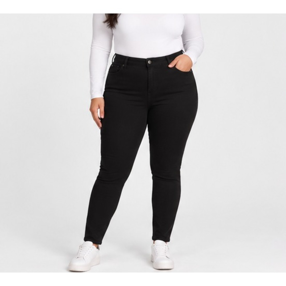 Time and Tru Womens Jeans Size 14R Black High Rise Skinny Stretch 29 Inseam